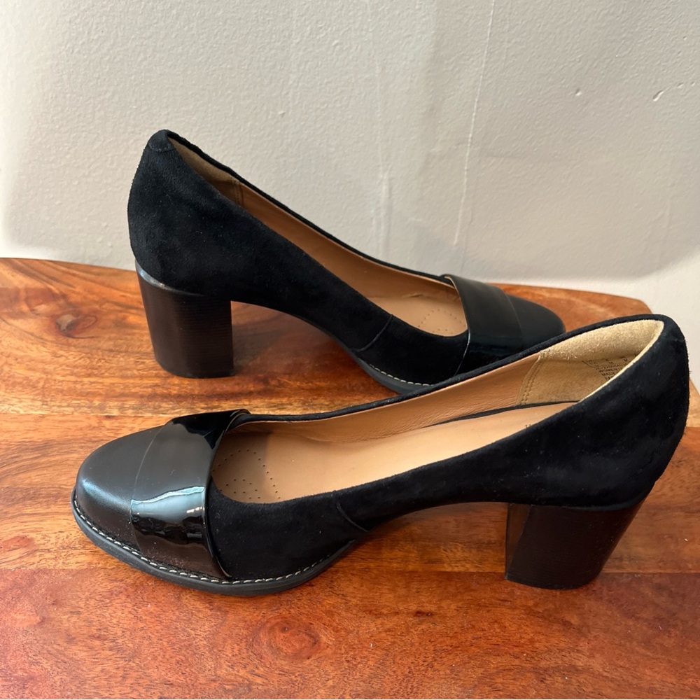 Women’s Clark’s Artisan Black Leather Pump Heels Size 6M - Picture 6 of 9